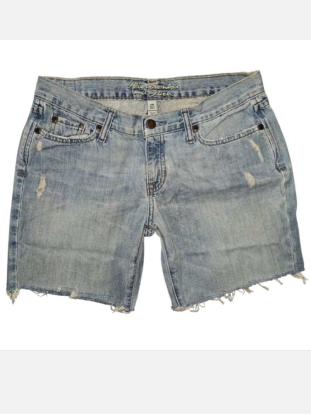 Abercrombie & Fitch Distressed Light Blue Jean Shorts 100% Cotton Size 6